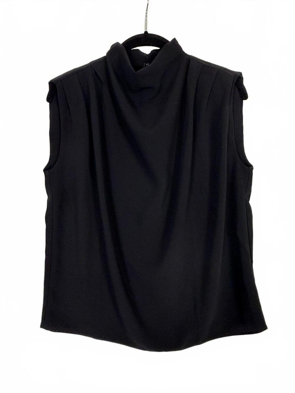 Amanda Uprichard Black Mock Neck Keyhole Sleeveless Blouse Top XS